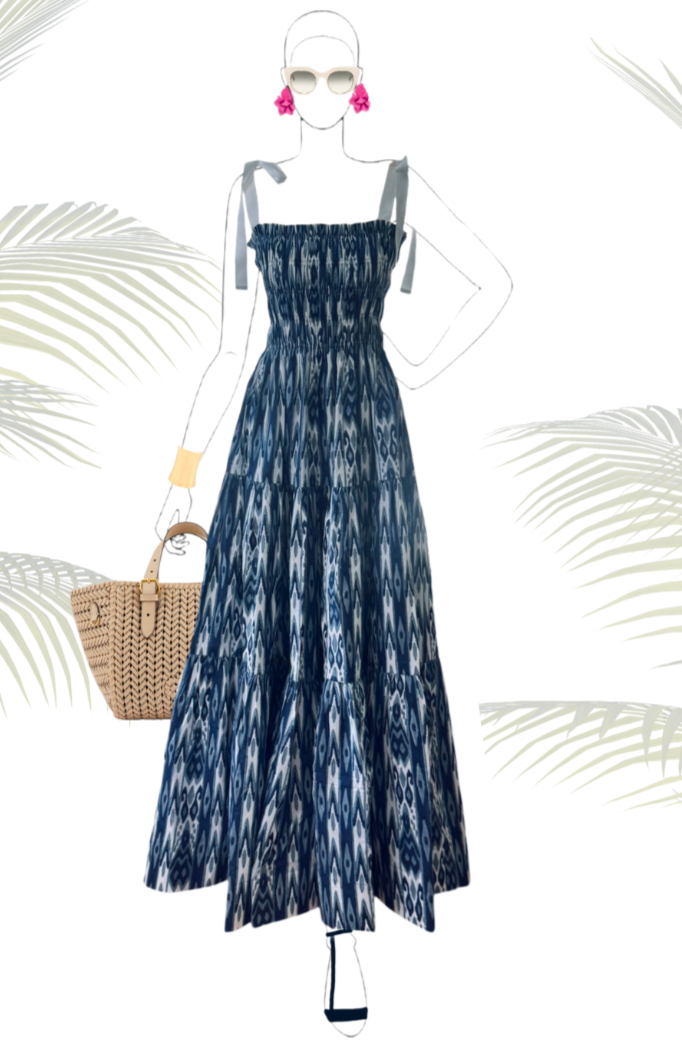 Lilly Dress - Blue Ikat