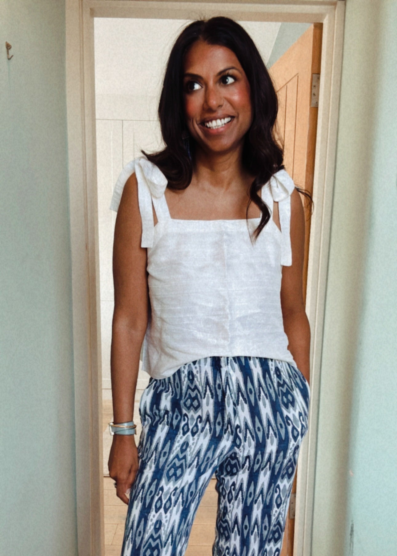 Rani Top - White Dupioni Silk