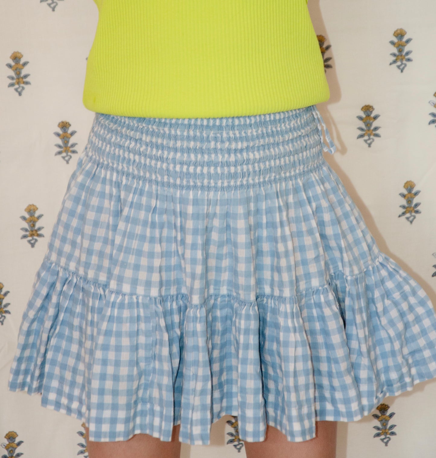 Girls Blue Gingham Jackie Skirt