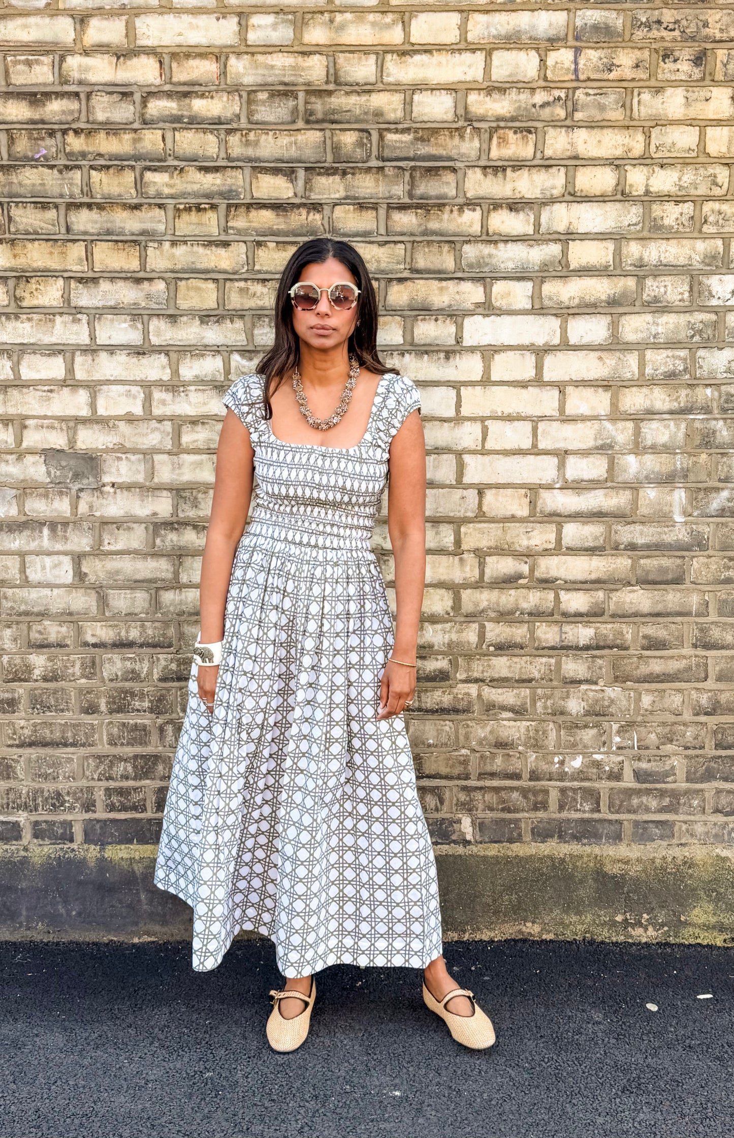 The Tilly Dress - Olive Cane