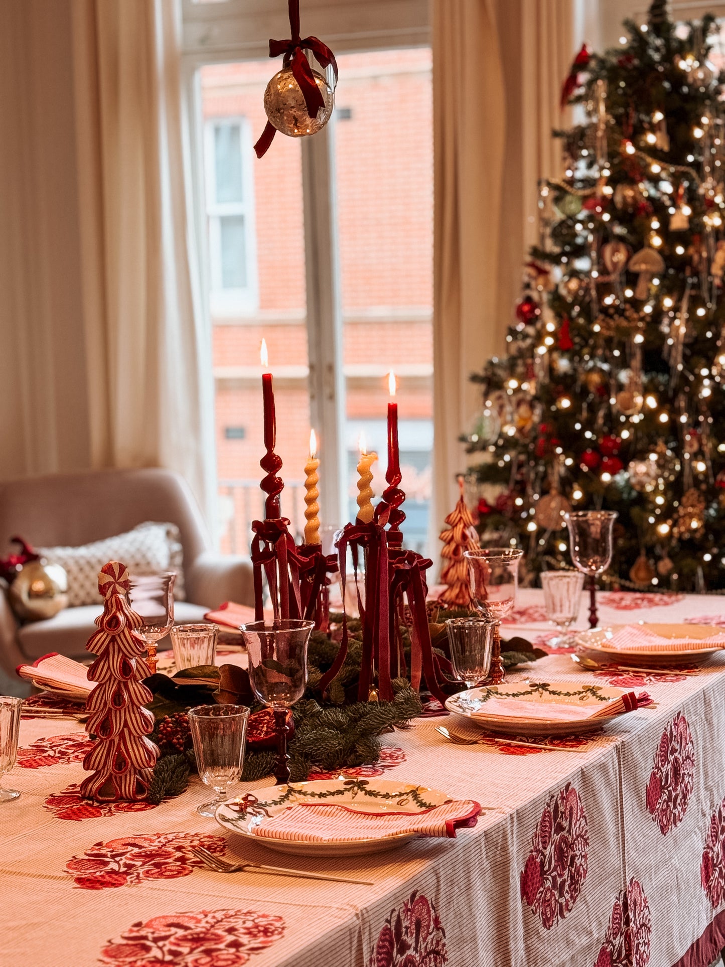 Burgundy Mughal Tablecloth