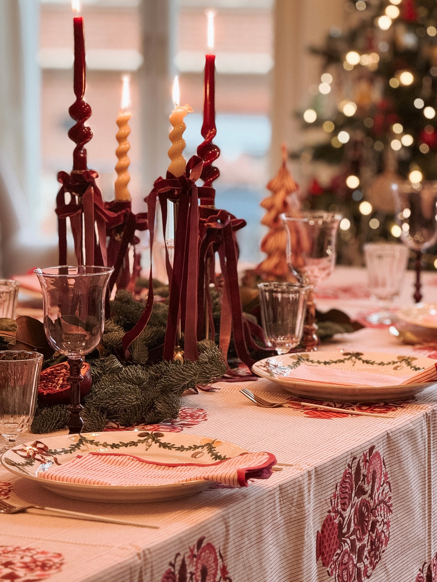 Burgundy Mughal Tablecloth