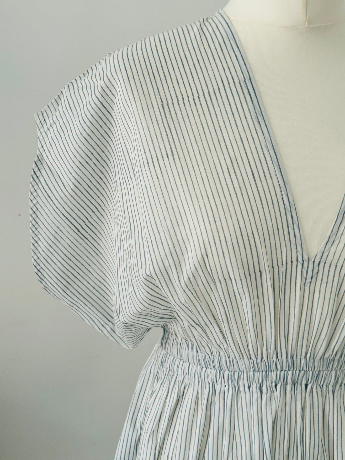 Nura Dress - Blue Pinstripes