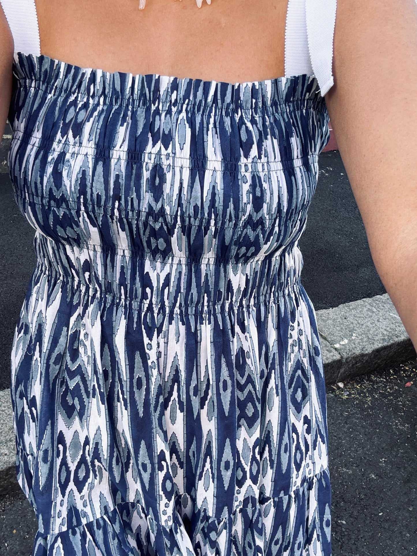 Lilly Dress - Blue Ikat