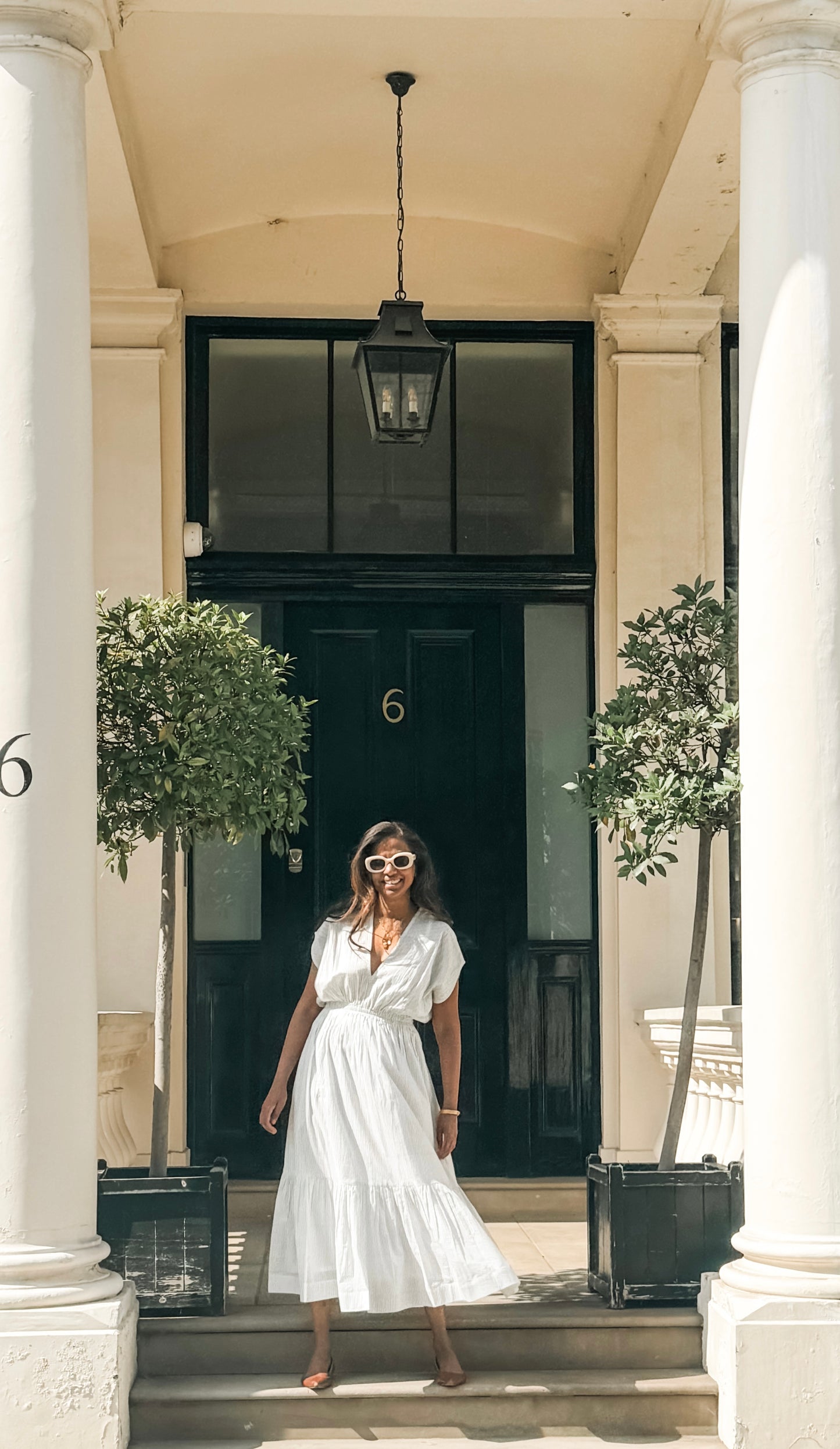 Nura Dress - Blue Pinstripes