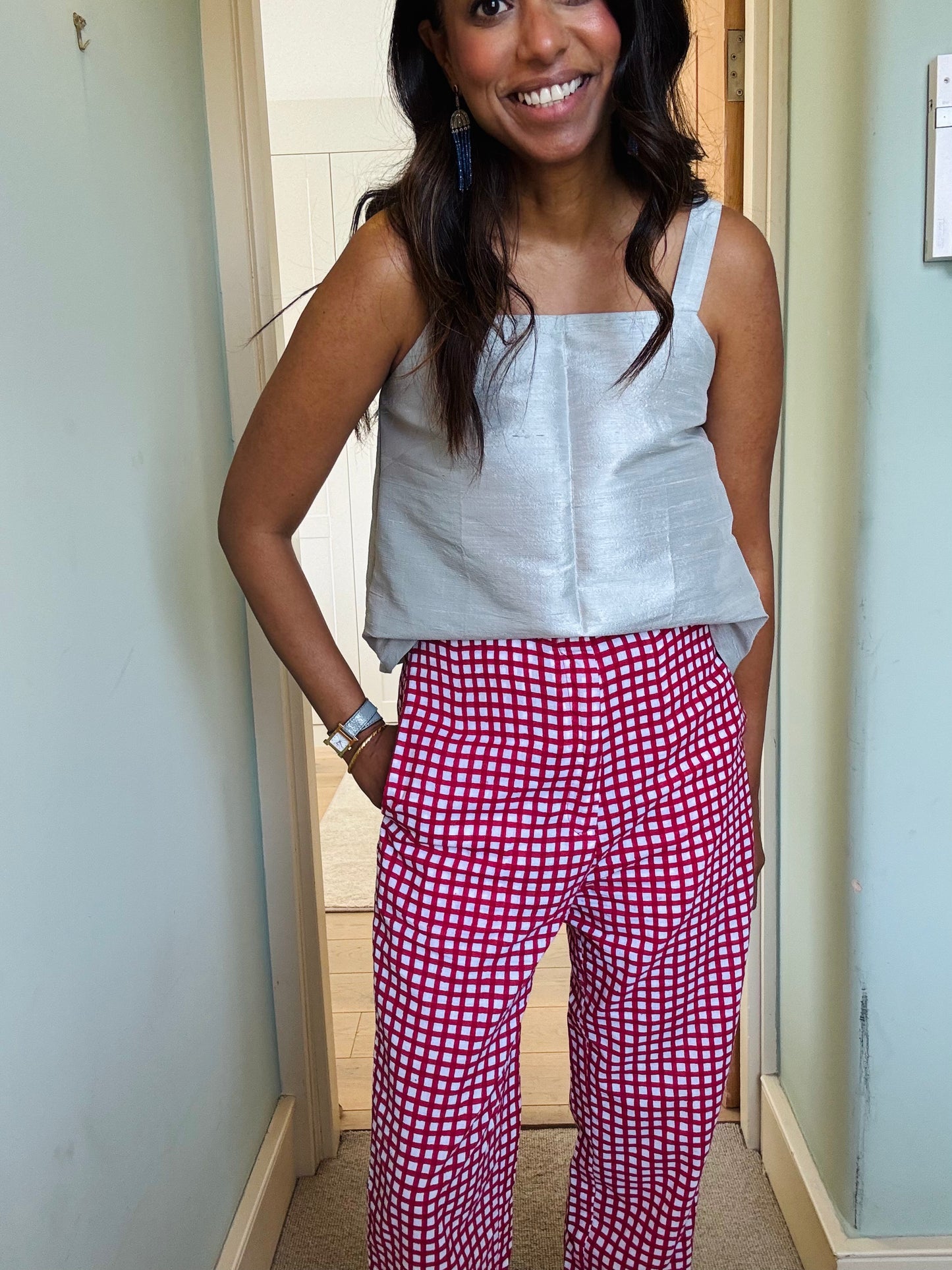 Liz top - Ice Blue  Dupioni Silk