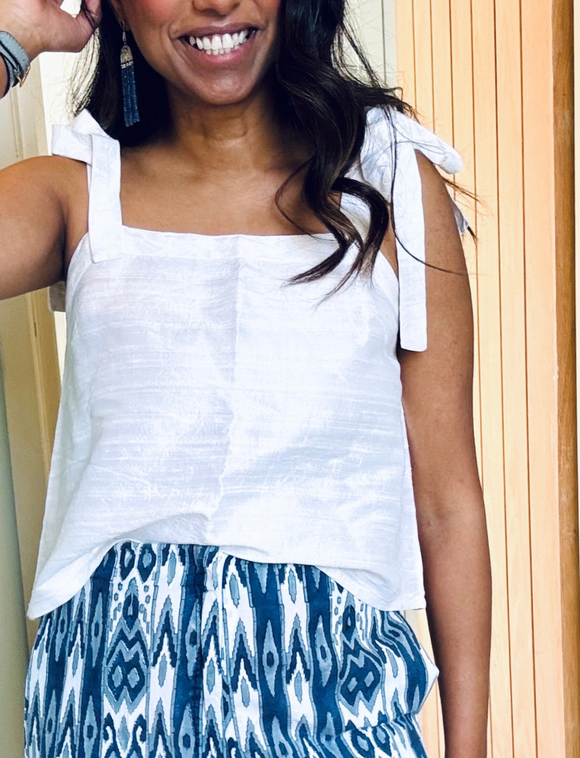 Rani Top - White Dupioni Silk