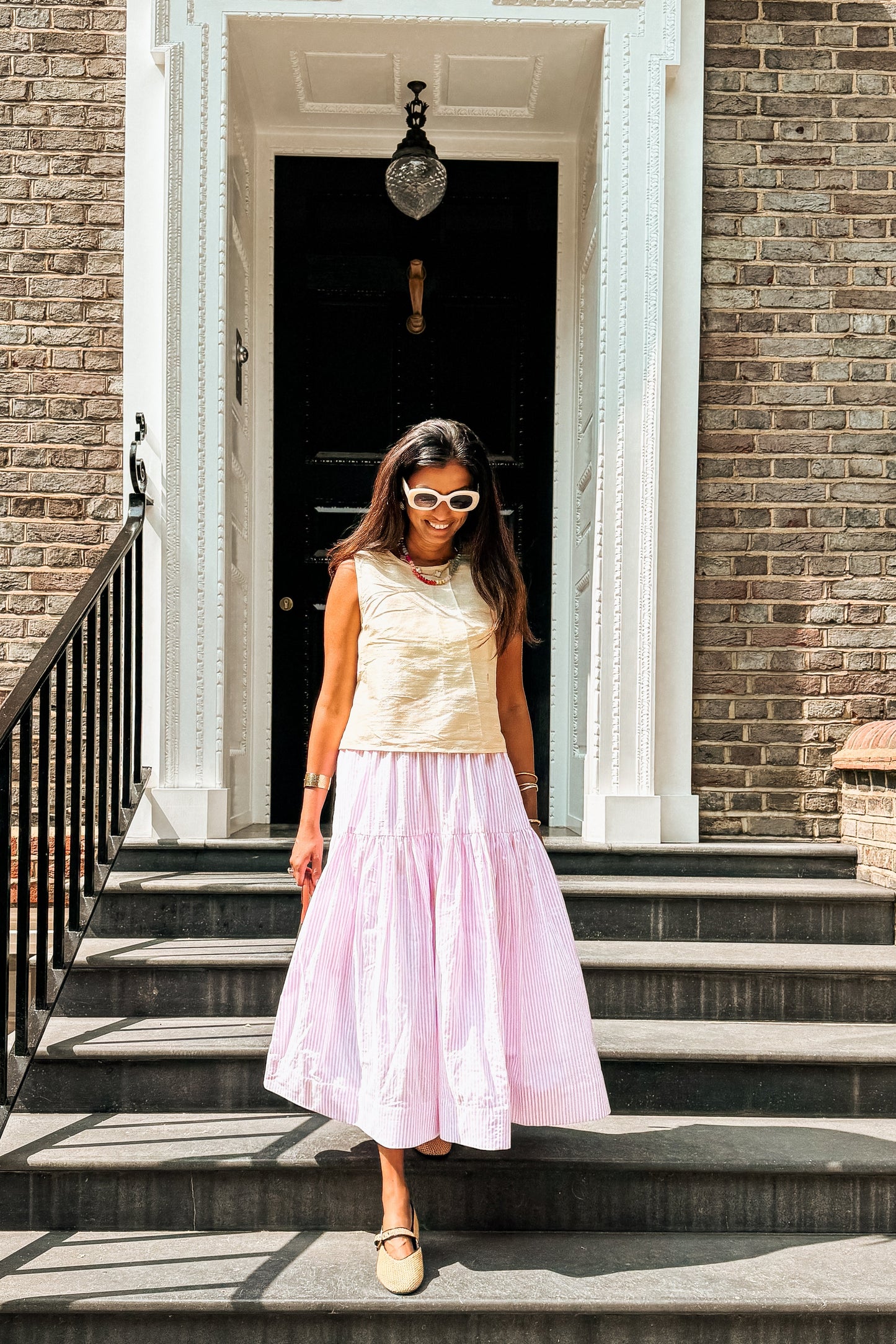 Greta Skirt - Light Mauve Stripes