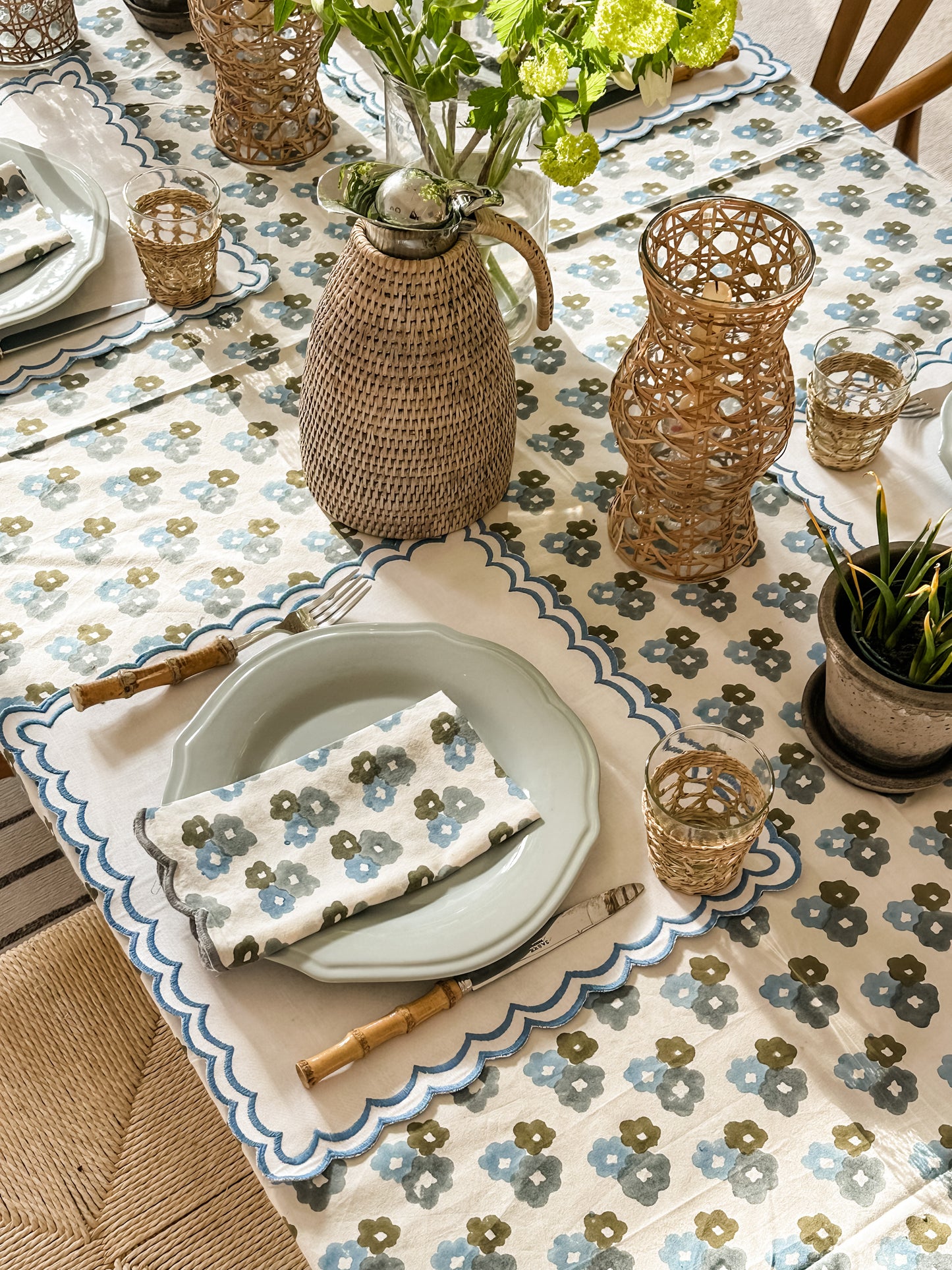 Blue Daises Tablecloth