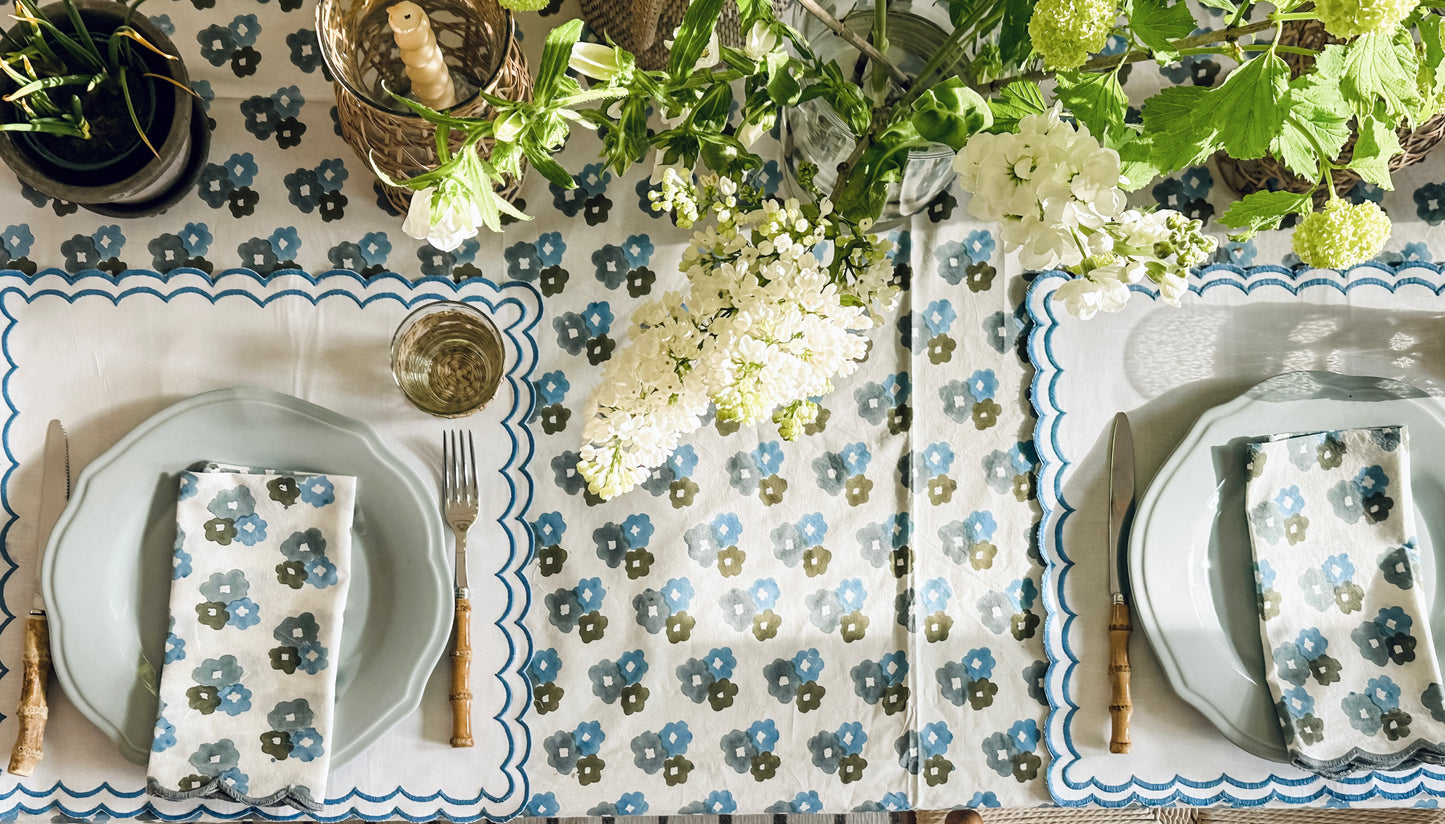 Blue Daises Tablecloth