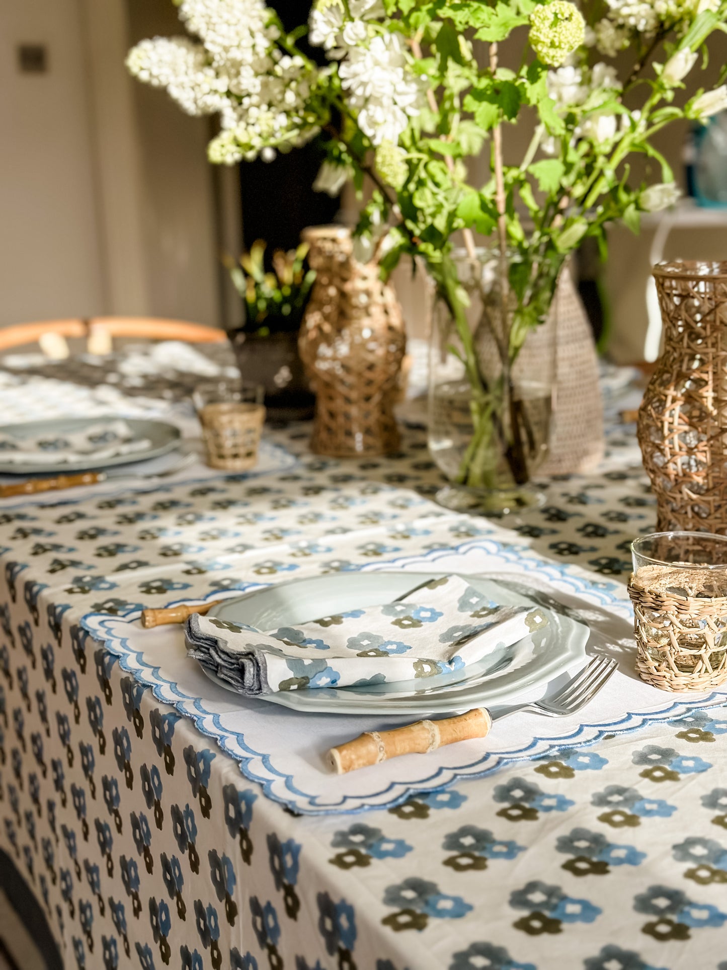 Blue Daises Tablecloth
