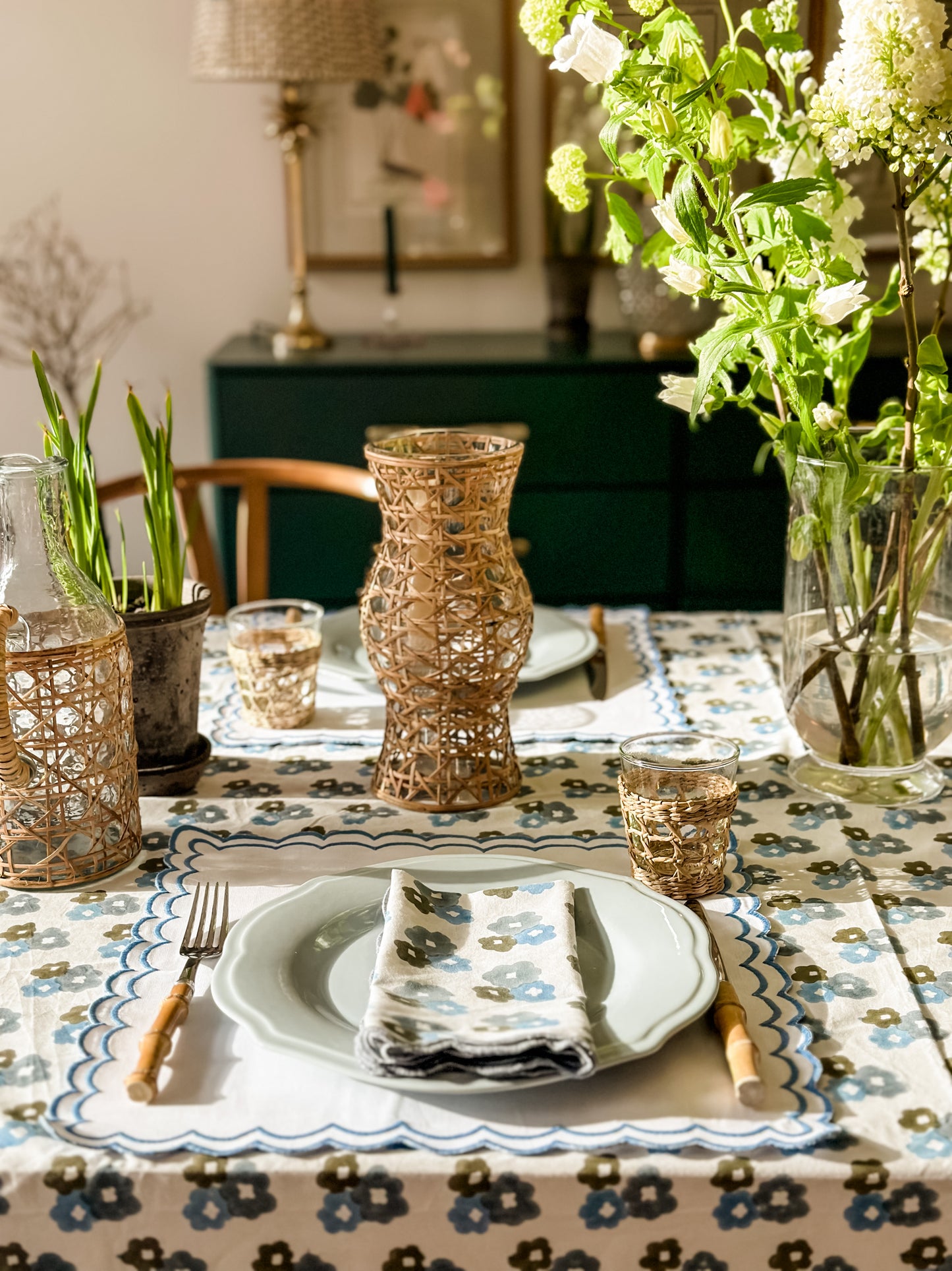 Blue Daises Tablecloth