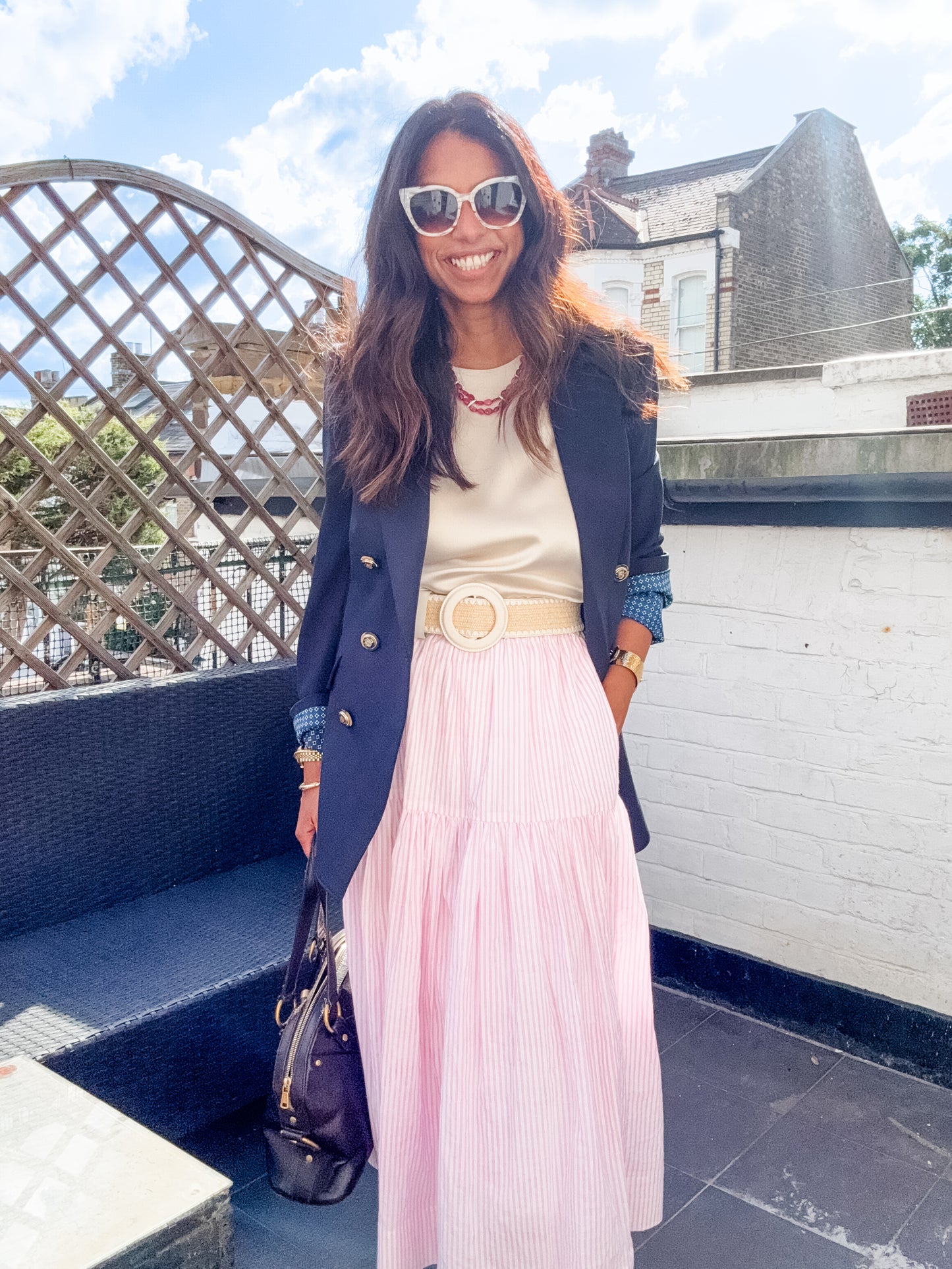 Greta Skirt - Light Mauve Stripes