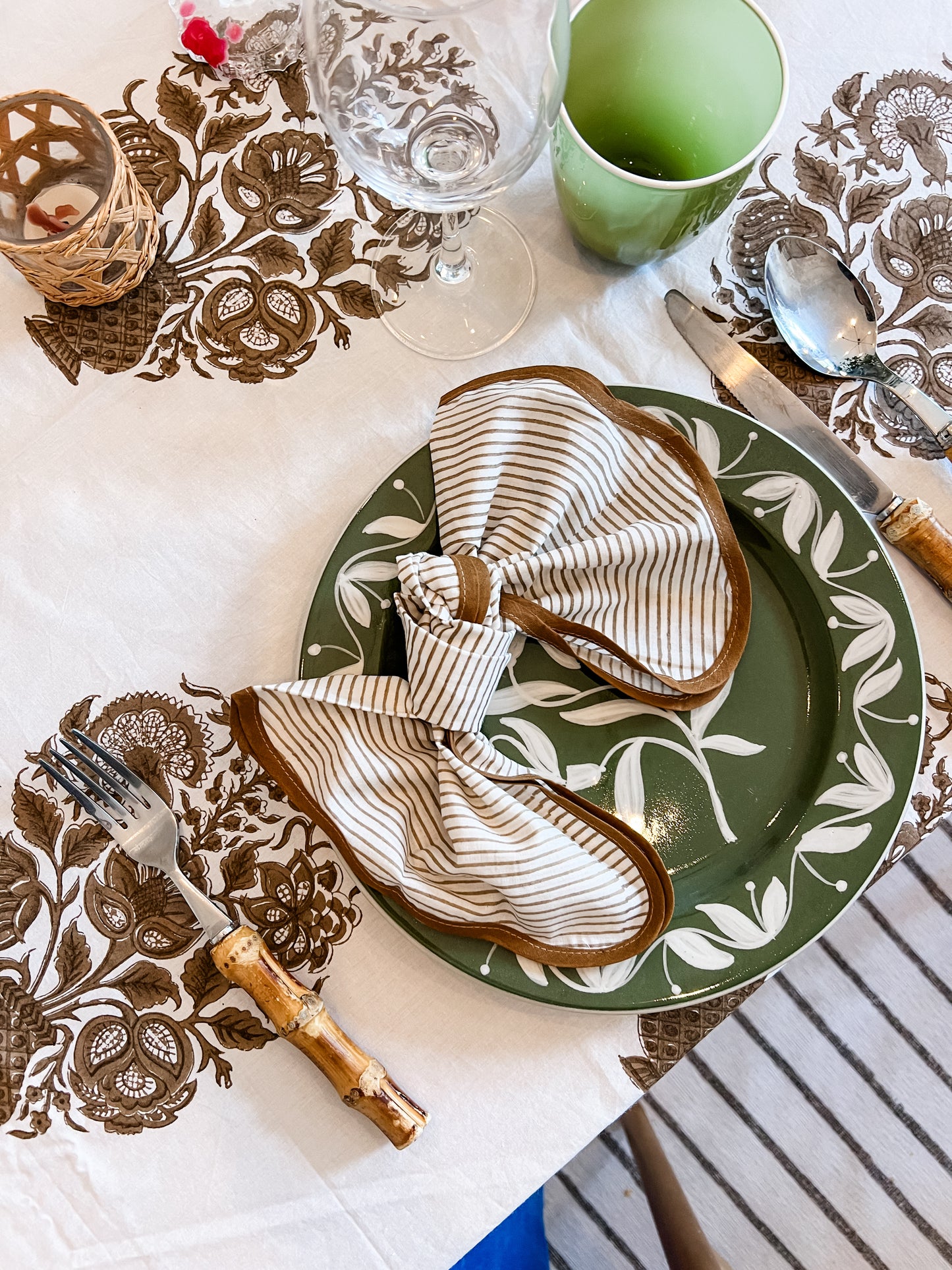 Brown Pinstripes Dinner Napkin