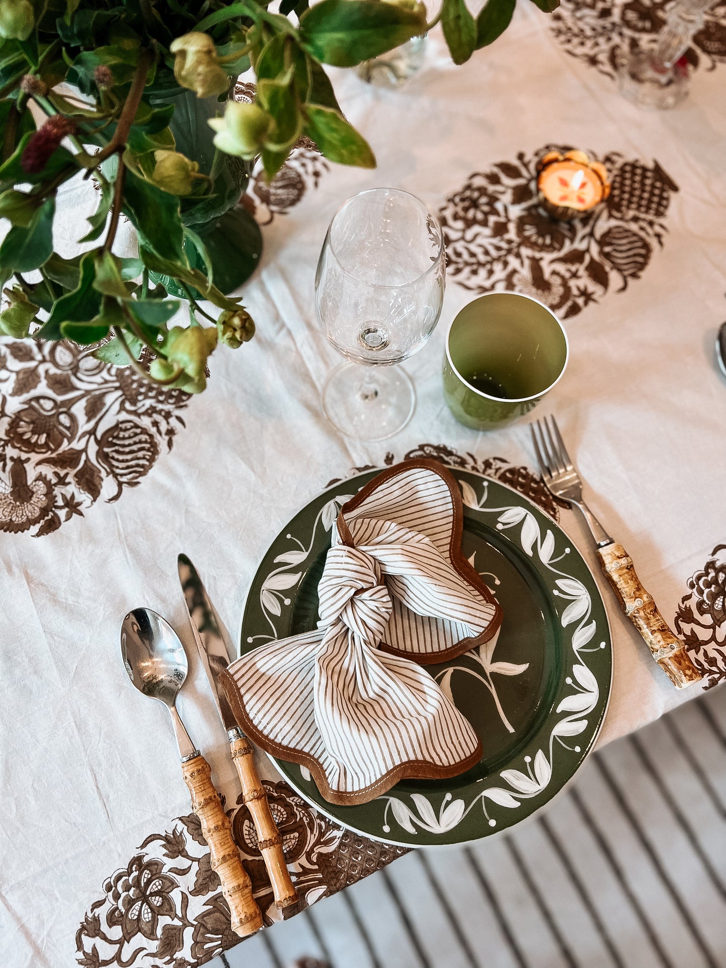 Brown Pinstripes Dinner Napkin
