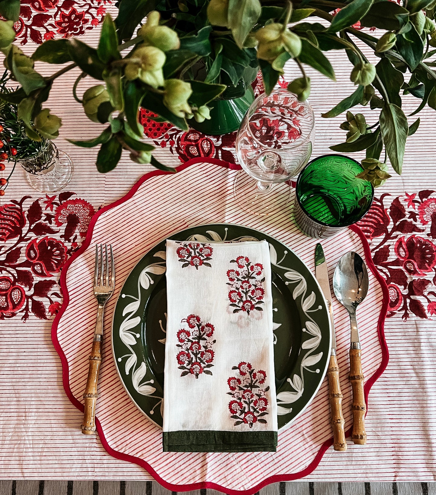 Red Posy Dinner Napkin
