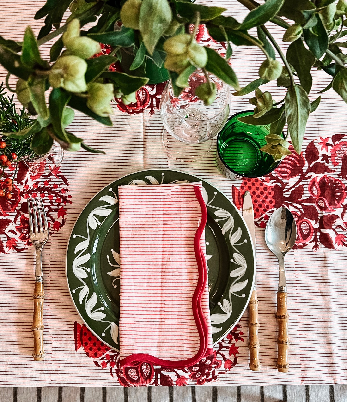 Red Pinstripes Dinner Napkin