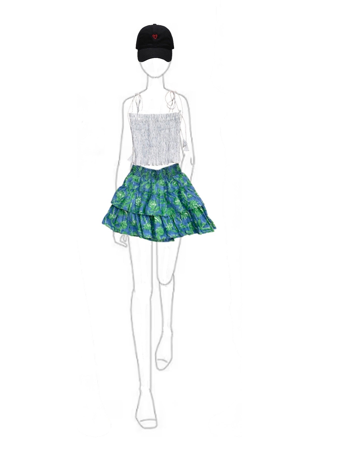 The Teen Summer Skort -Blue/ Green