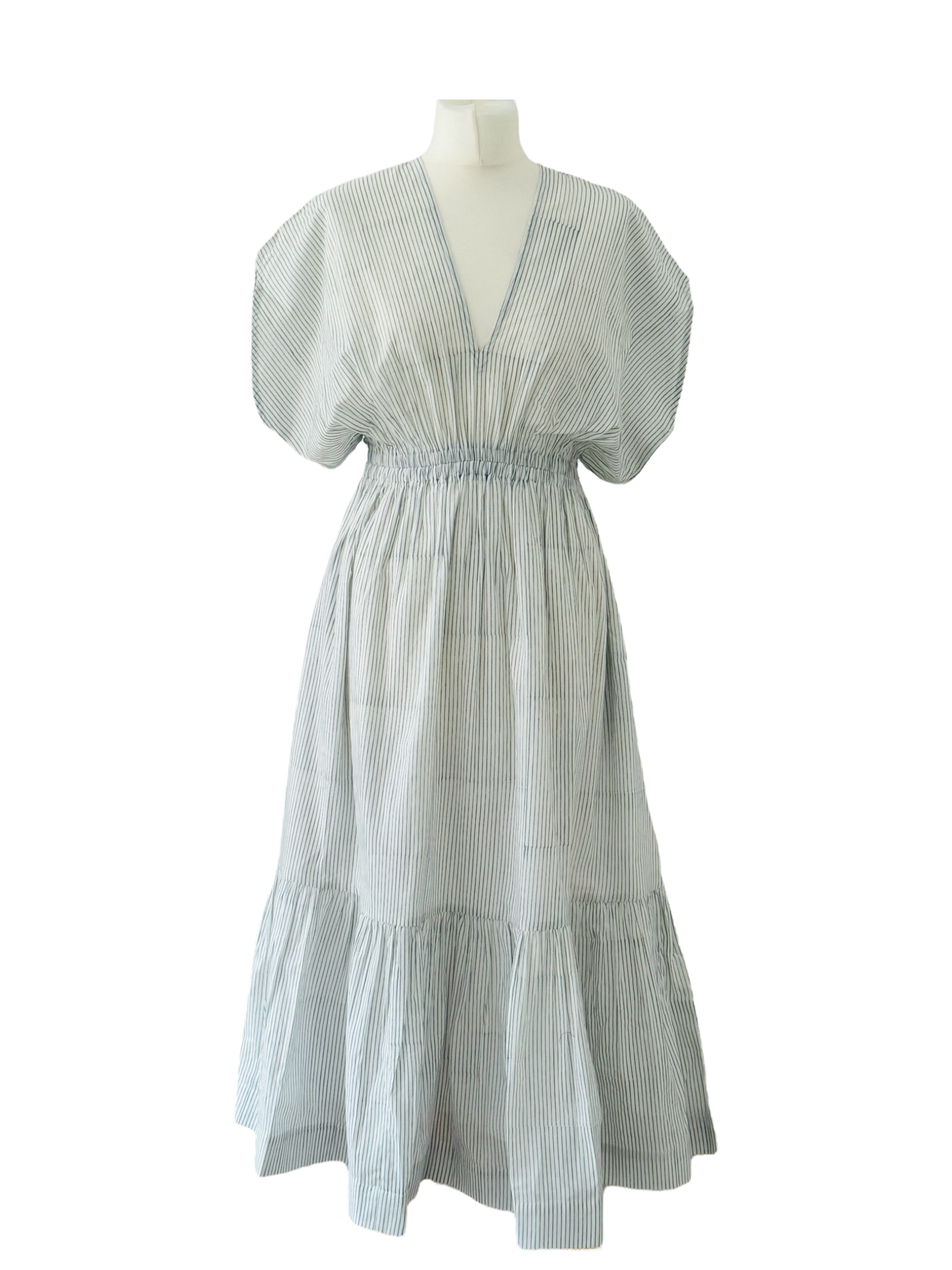 Nura Dress - Blue Pinstripes