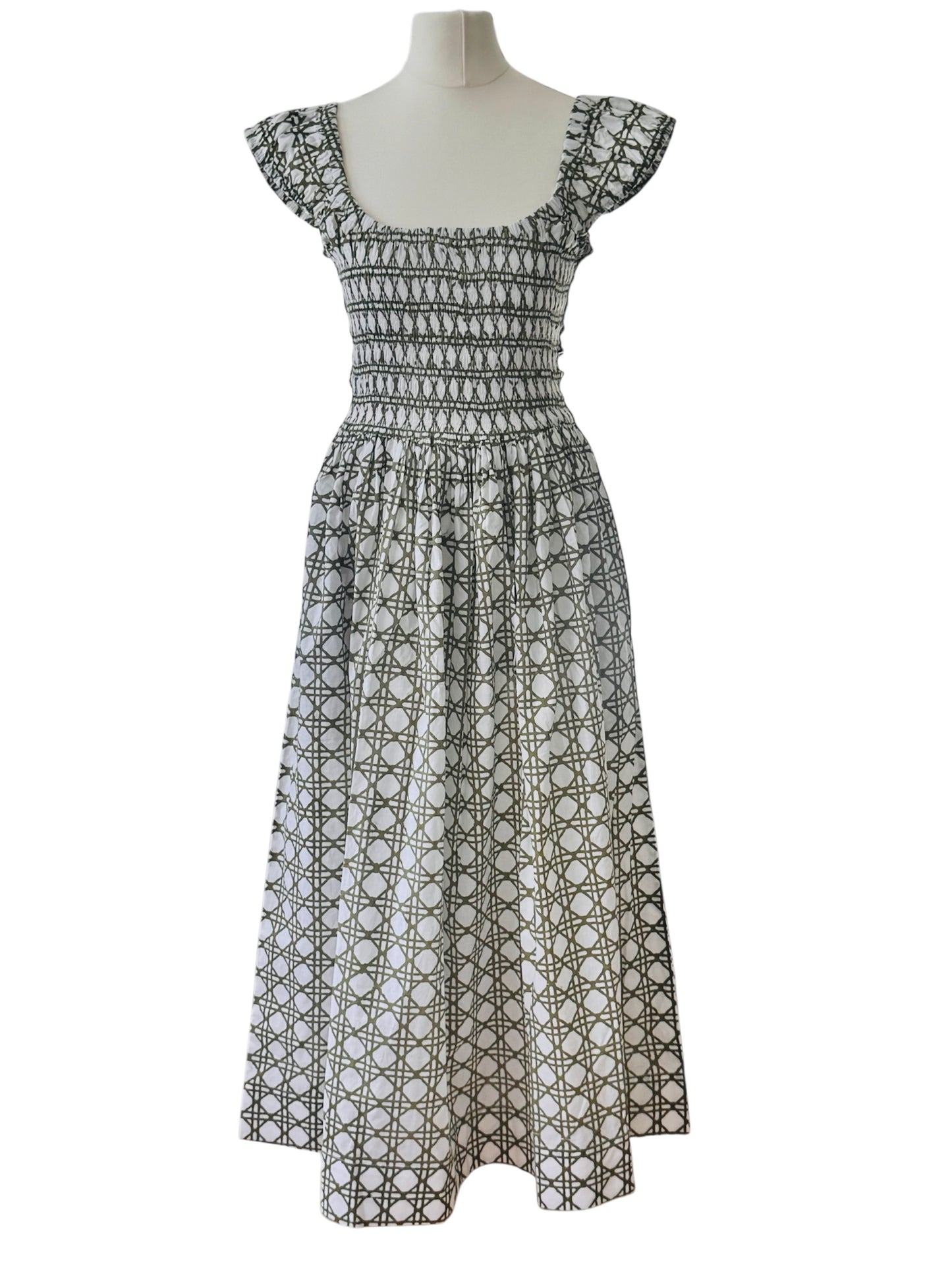 The Tilly Dress - Olive Cane