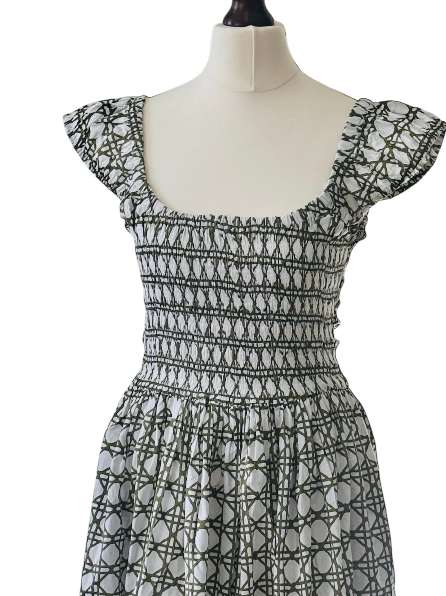 The Tilly Dress - Olive Cane