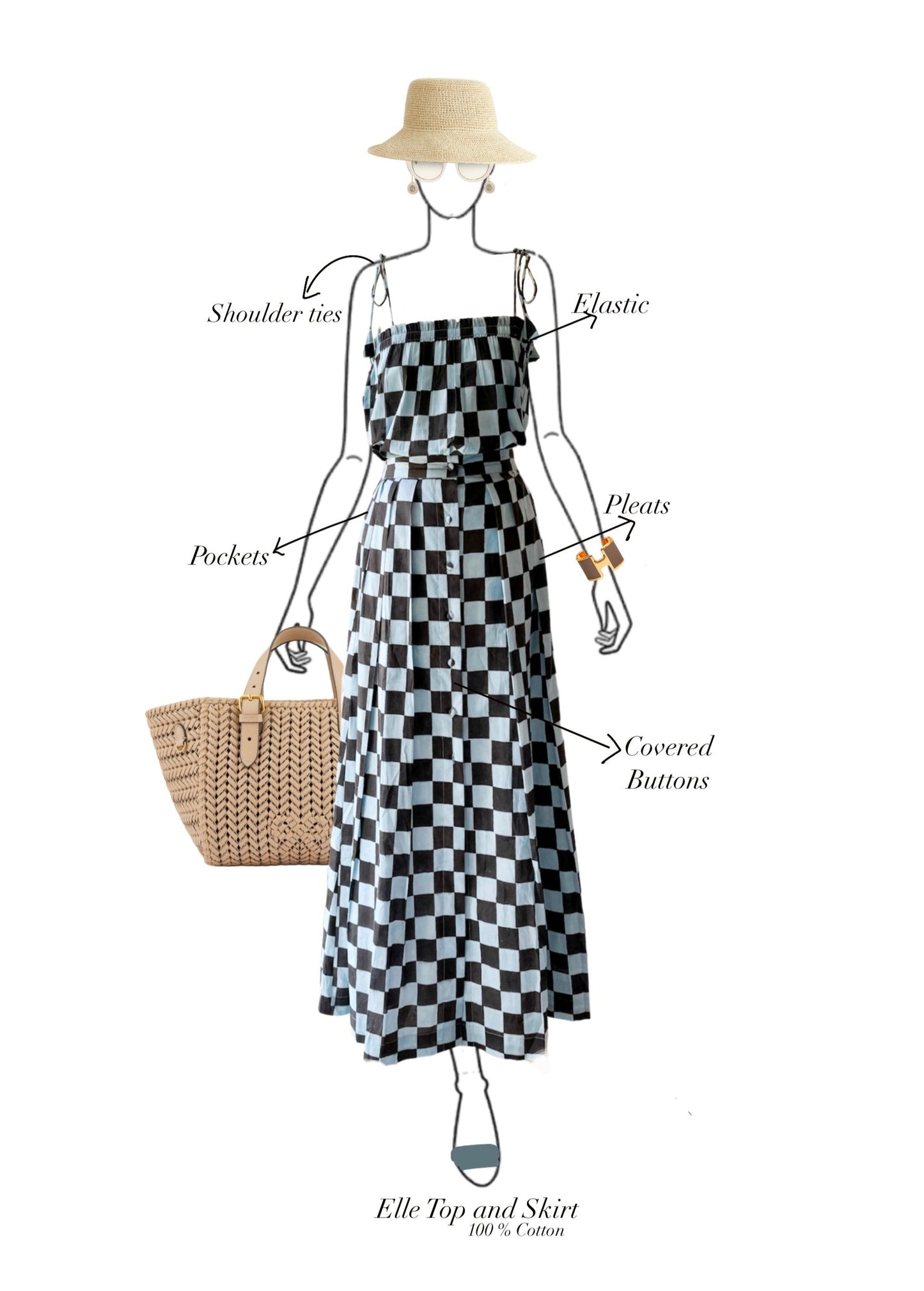 Elle Brown / blue Skirt