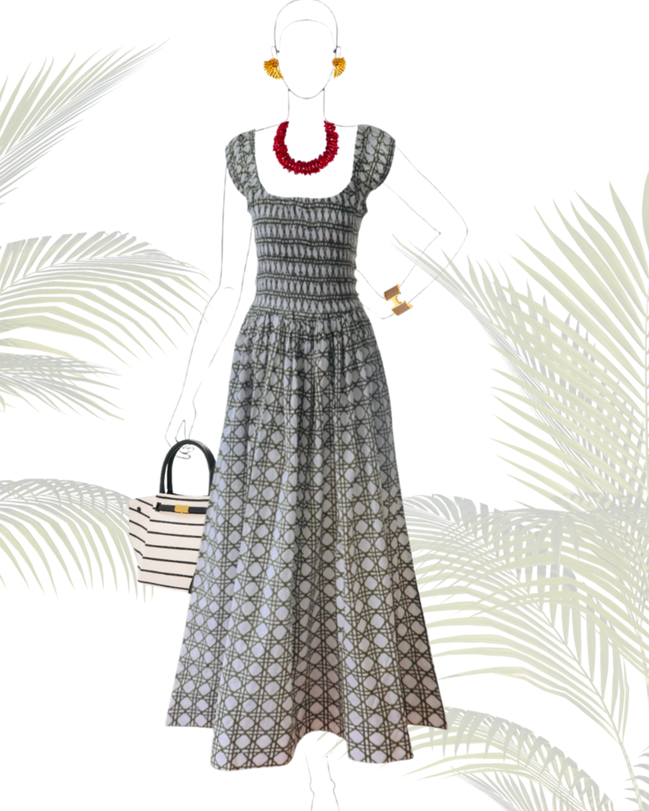 The Tilly Dress - Olive Cane