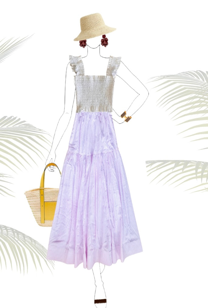 Greta Skirt - Light Mauve Stripes