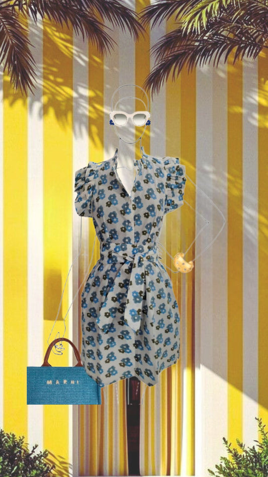 The Mini Petra Coffee Dress ( blue)