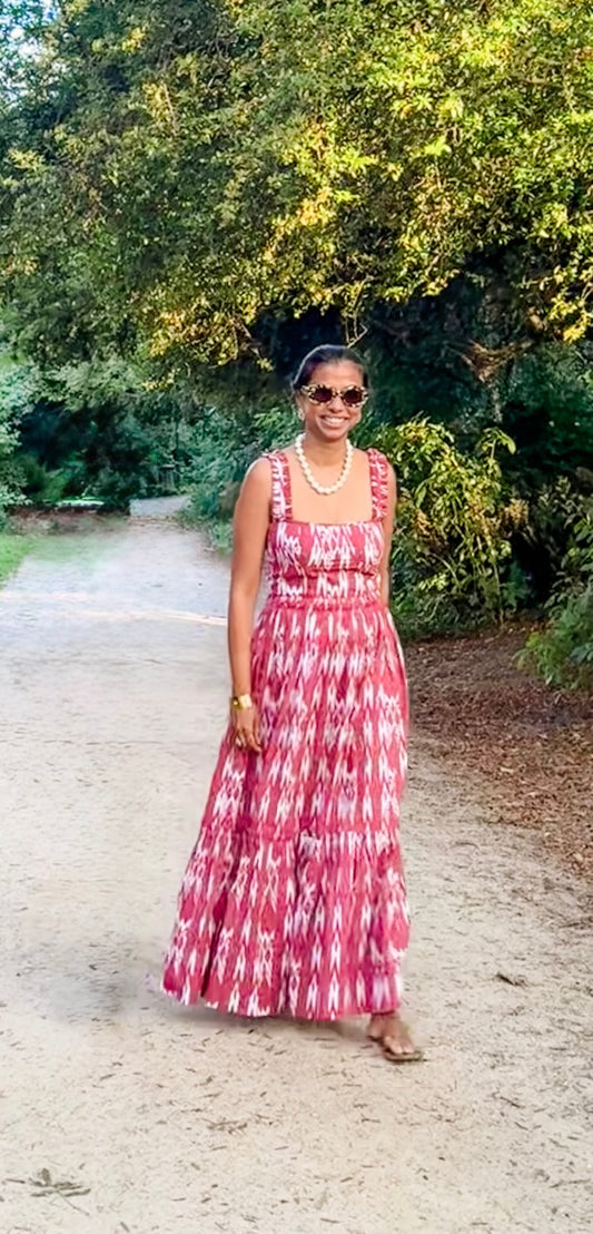 Georgina Dress Red Ikat