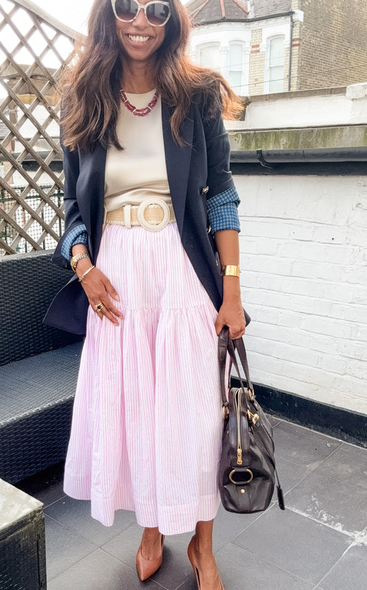 Greta Skirt - Light Mauve Stripes