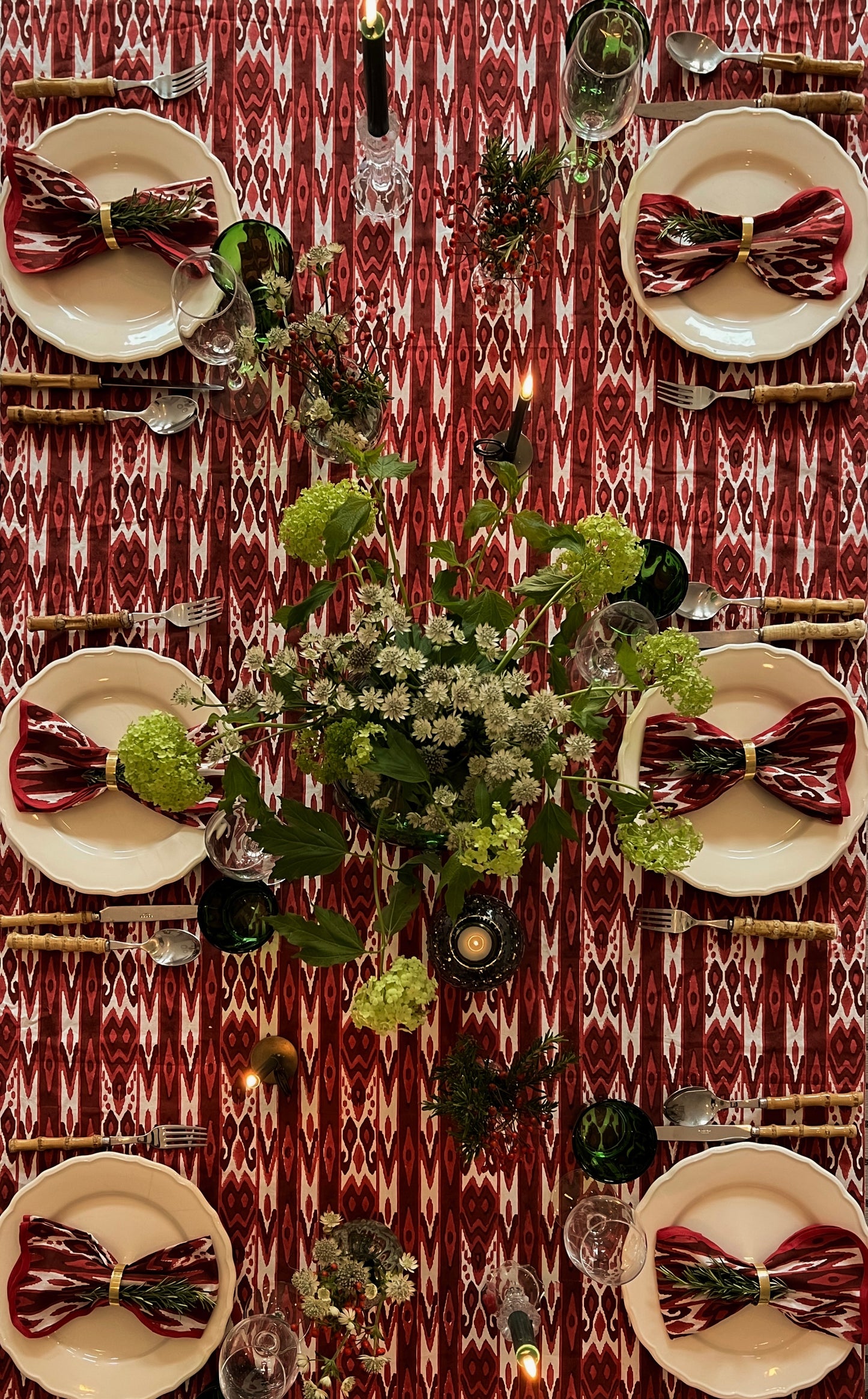 Burgundy Ikat Tablecloth