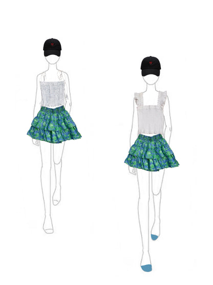 The Teen Summer Skort -Blue/ Green