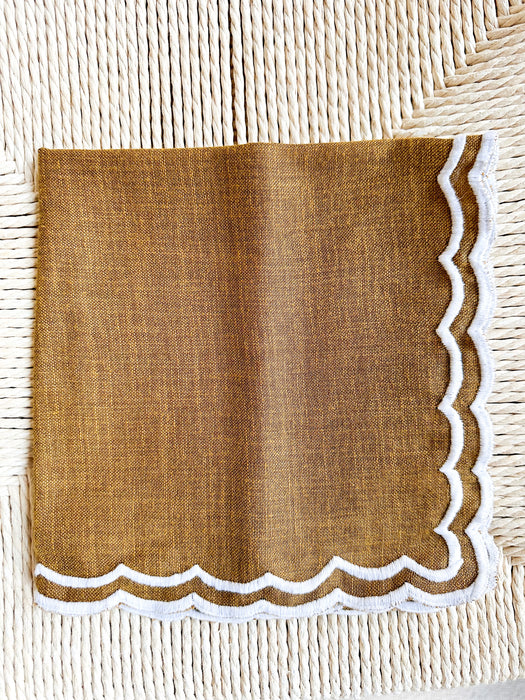 Coffee Linen scalloped dinner Napkin