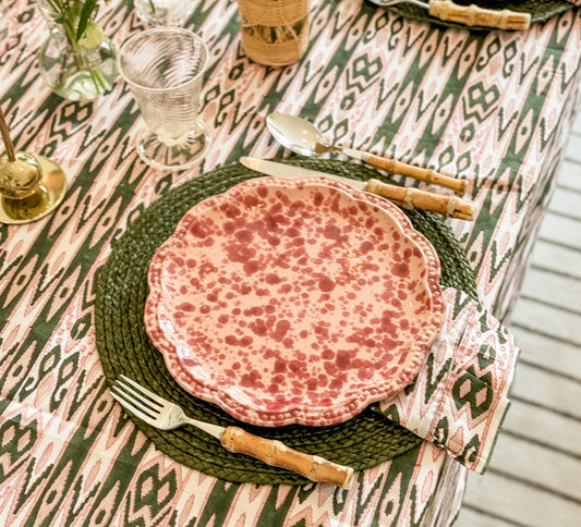 Pink and Green Ikat Dinner Napkin