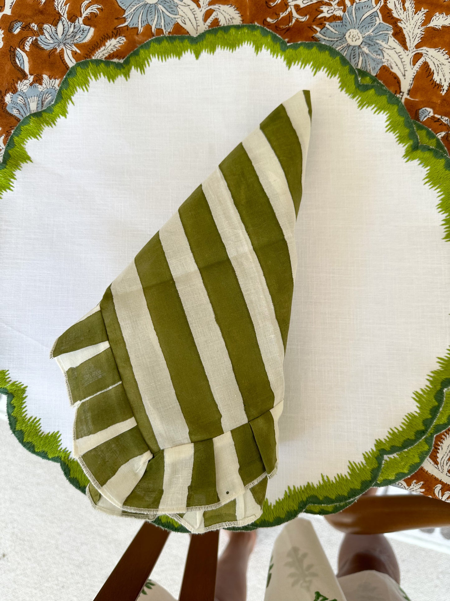 Green Starburst Embroidered Placemats