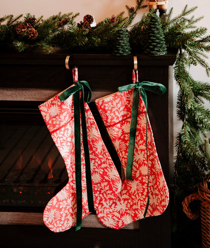 Red and White  Print Stocking
