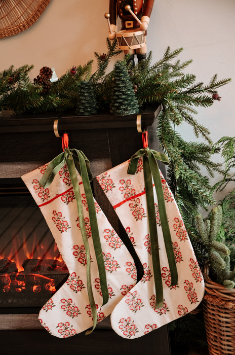 Red Mughal Flower Print Stocking