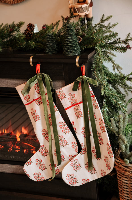Red Mughal Flower Print Stocking