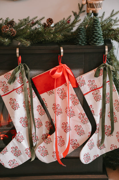 Red Mughal Flower Print Stocking