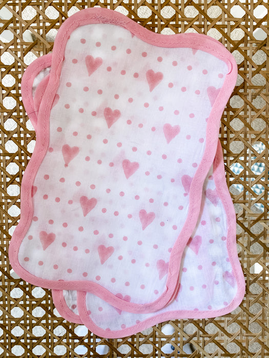 Two Pink Heart cocktail napkins