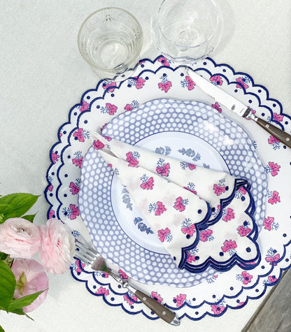 Pink Clover embroidered placemat