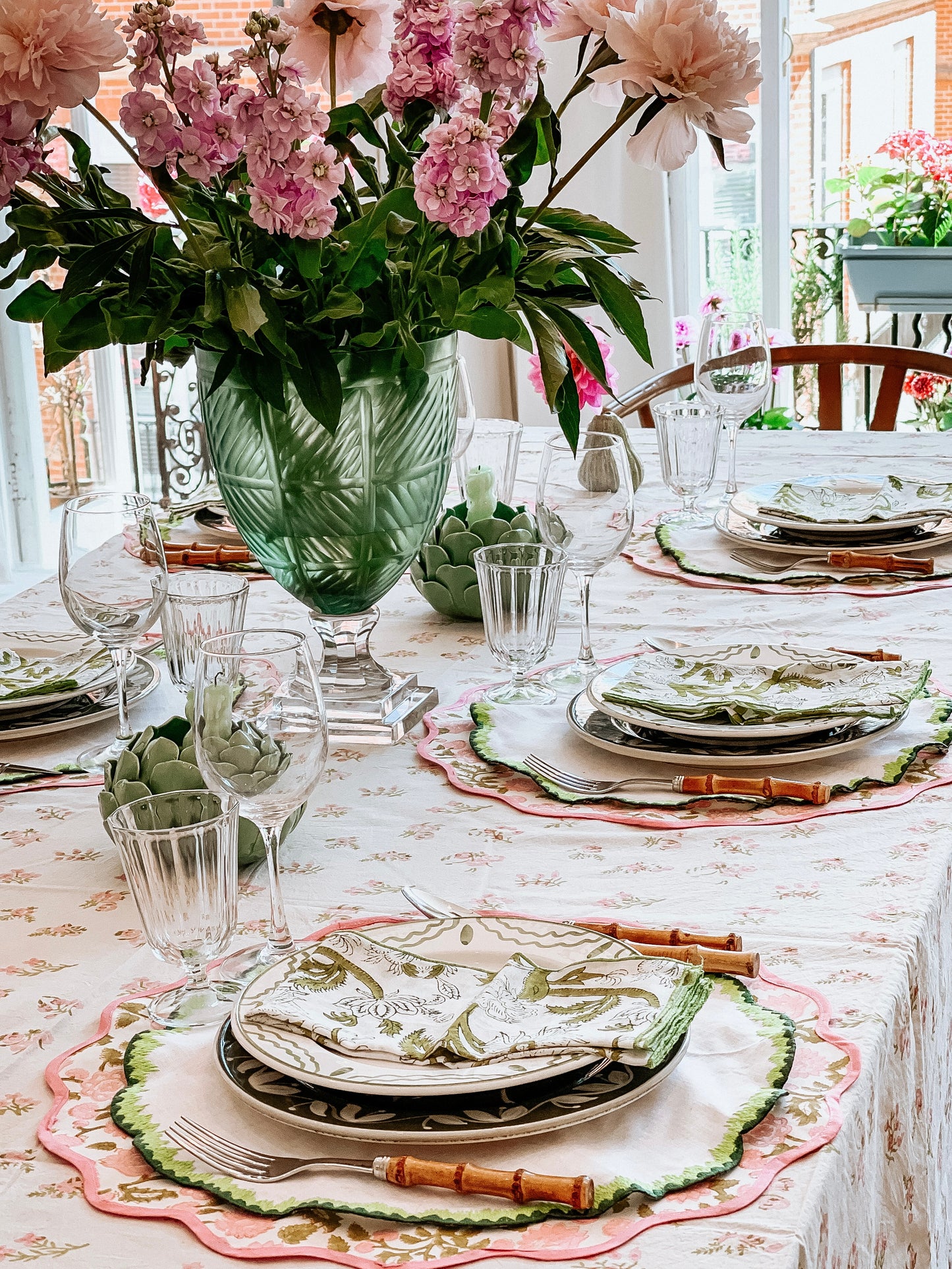 Piccoli Fiori Pink Tablecloth