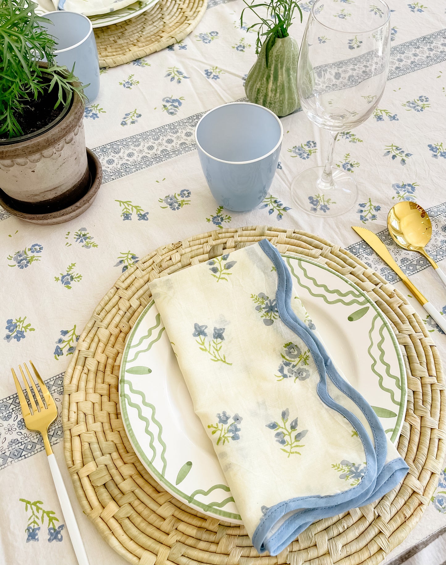 Piccoli Fiori Blue Tablecloth