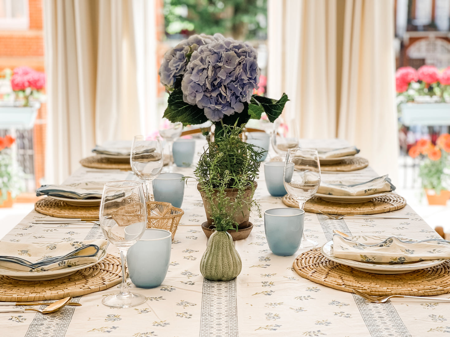 Piccoli Fiori Blue Tablecloth