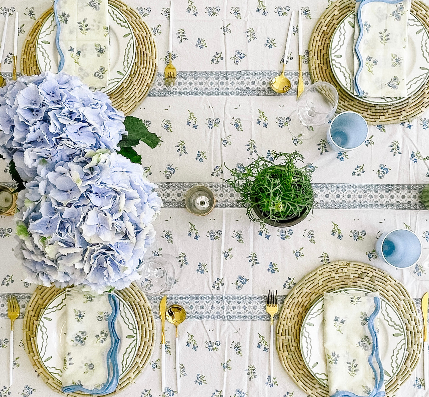 Piccoli Fiori Blue Tablecloth