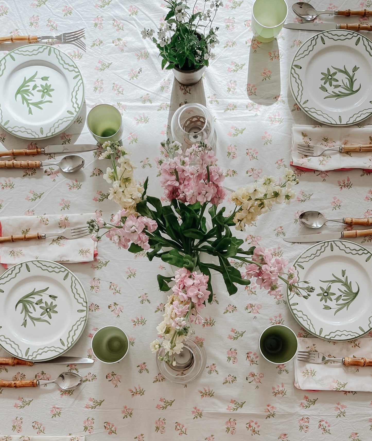 Piccoli Fiori Pink Tablecloth