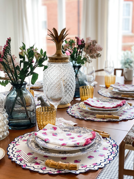 Pink Clover embroidered placemat